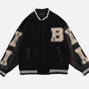 Vintage leather bomber Aelfric Eden medium M new Bones athletic varsity jacket